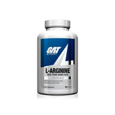 A container of Gat Sport L-Arginine 180 Tablets, with a blue and white label, indicating that it is a dietary supplement.
