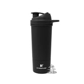Black shaker bottle with Hydraflow logo on a white background