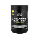 A container of Muscletech Platinum 100% Creatine Monohydrate, with branding and product information displayed on the label.