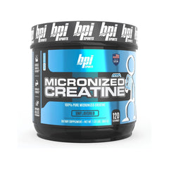BPI Sports Micronized Creatine 120 Servings, a high-quality creatine supplement for boosting strength, endurance, and muscle growth without fillers or additives.