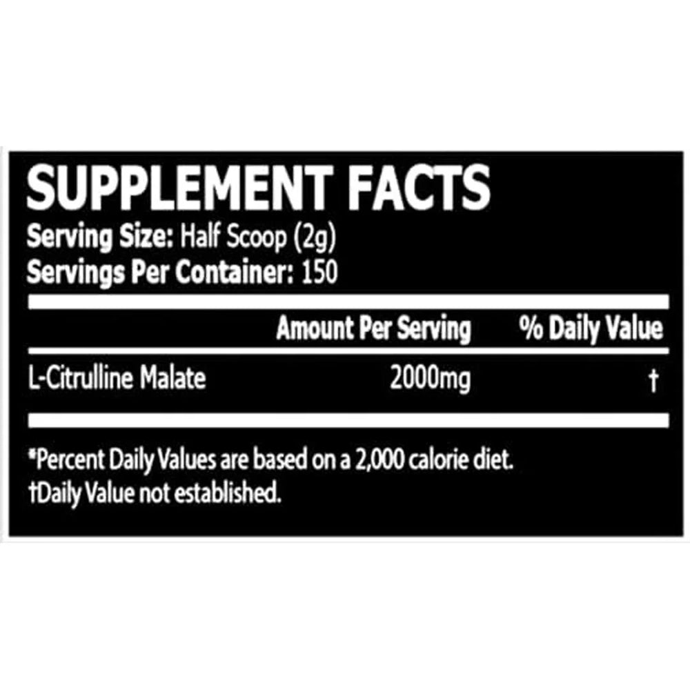 Supplement facts of CORE CHAMPS L-Citrulline 2000mg including dosage and purity details