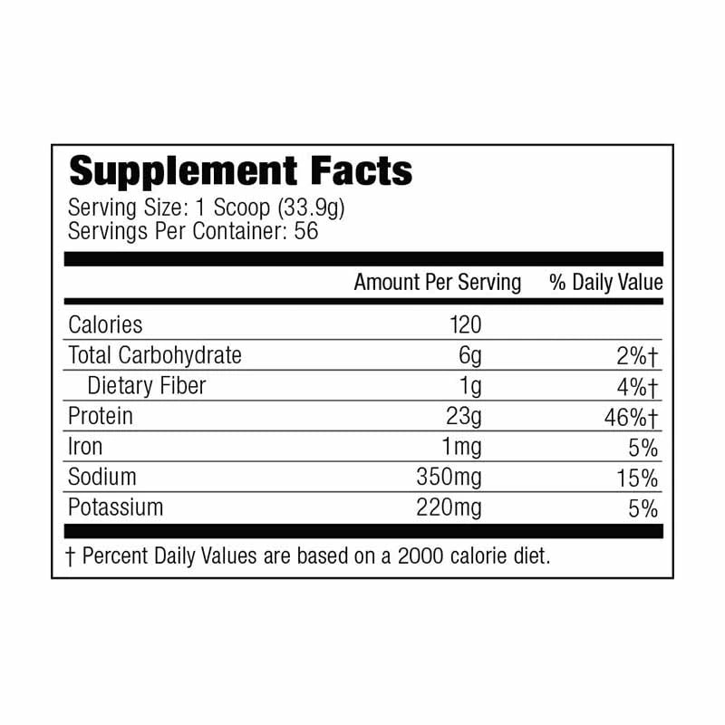 Nutrition Facts of MuscleMeds Carnivor Beef Protein Isolate 4.19lbs | Lactose Free Protein