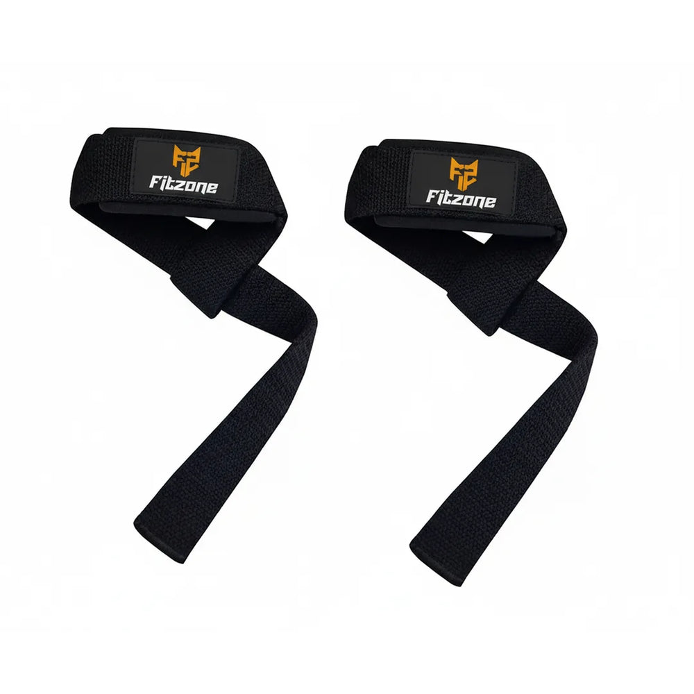 Pair of black wrist straps with Fitzone logo on a white background