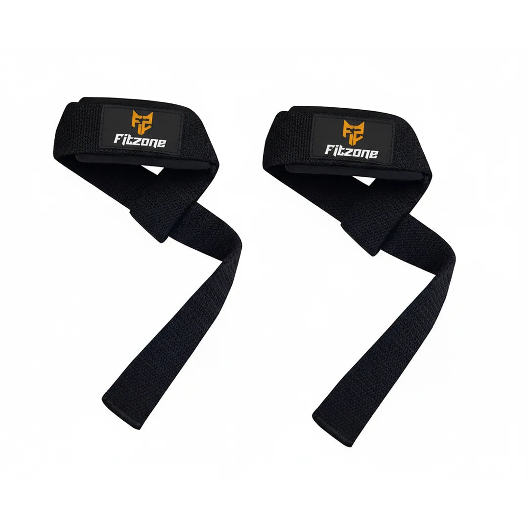 Pair of black wrist straps with Fitzone logo on a white background