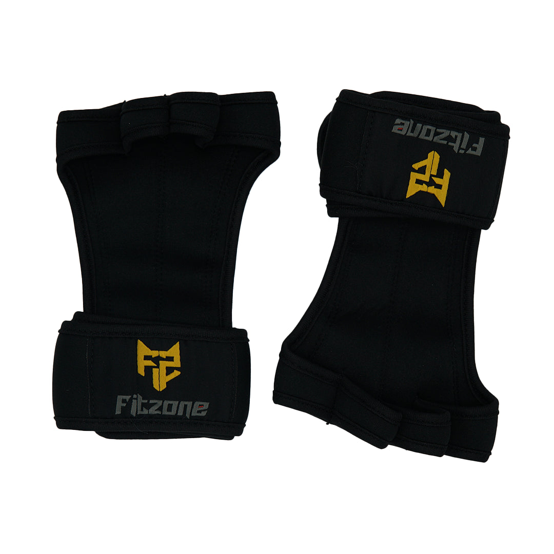Black wrist wraps with Fitzone logo on a white background