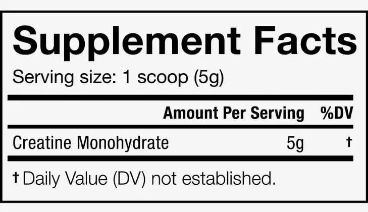 Nutrition Facts of JNX Sports The Curse! Creatine Monohydrate 500g
