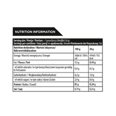 Nutrition information label on a white background