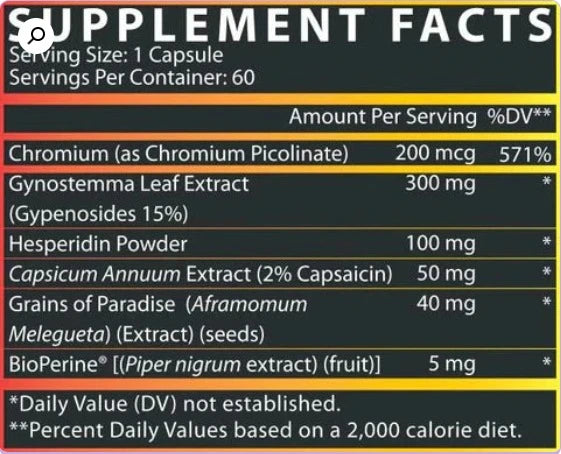 Supplement facts of Nutrex Lipo 6 Black Stim Free showing non-stimulant fat-burning ingredients and dosage per serving