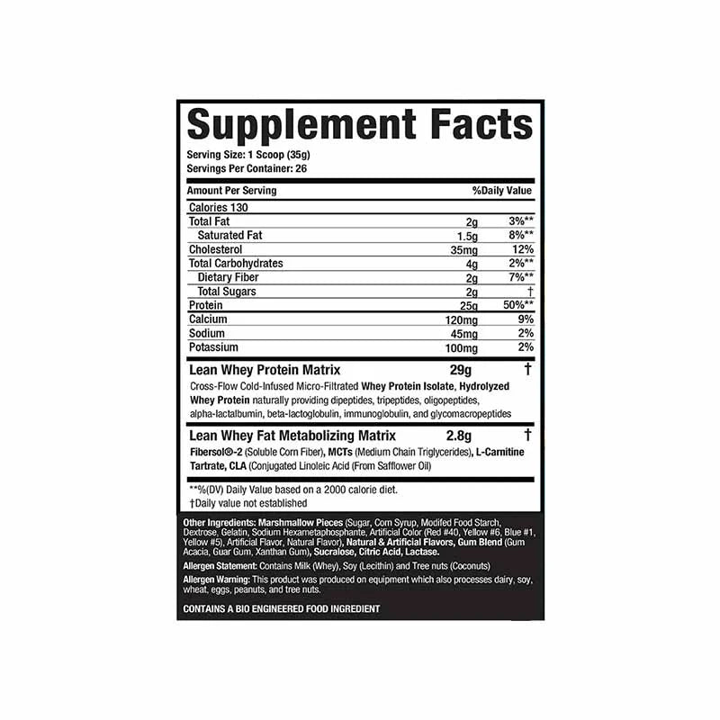 Nutrition Facts of Musclesport Lean Whey ISO-Hydro 2lbs | Lean Protein Powder for Weight Loss