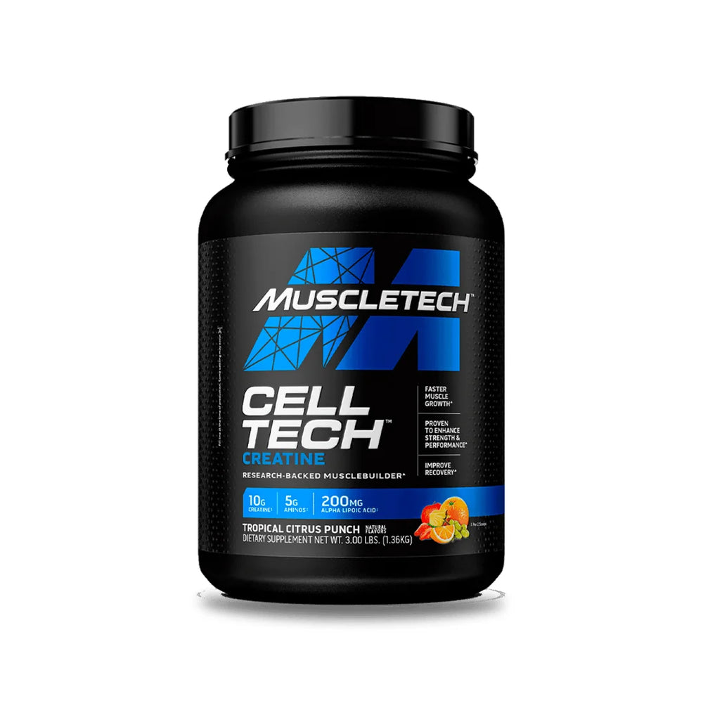 Muscletech Cell Tech Creatine 3 lbs, a high-quality creatine supplement to enhance muscle growth, strength, and recovery.