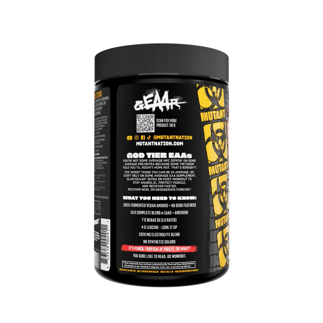 Mutant GEAAR 9.4g EAA nutrition facts label
