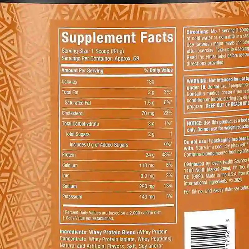 Nutrition Facts of NitroTech Whey Gold 5LBS Limited Edition Whey Protein