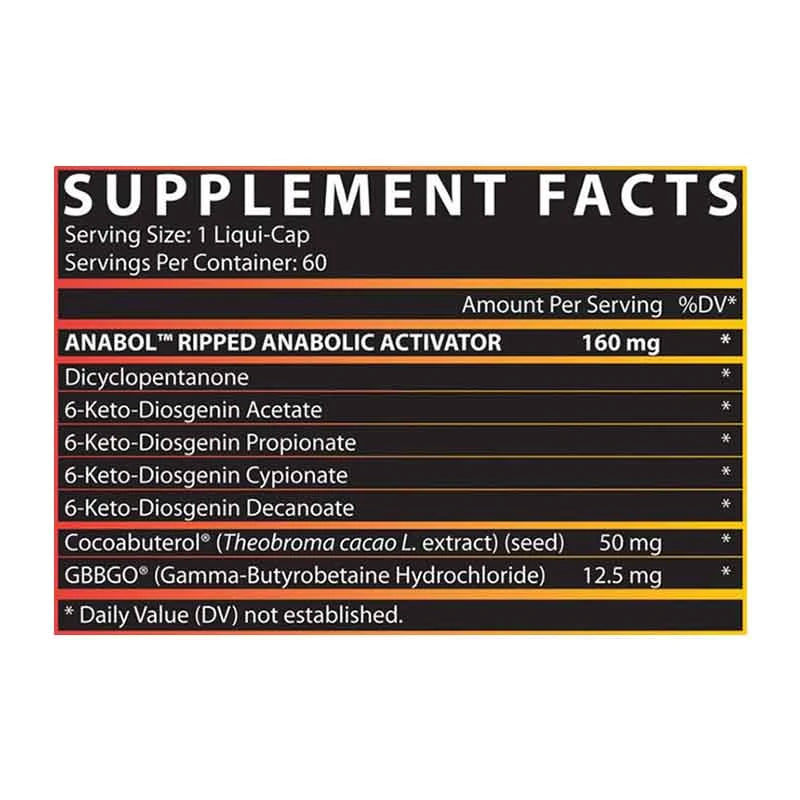 Nutrition Label of Nutrex Anabol Ripped 60 Servings