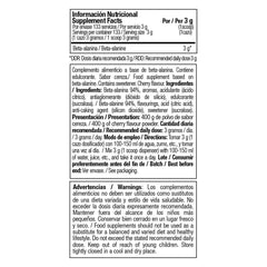 Detailed supplement facts of ONE RAW Beta Alanine 400 g available at Fitzone.pk