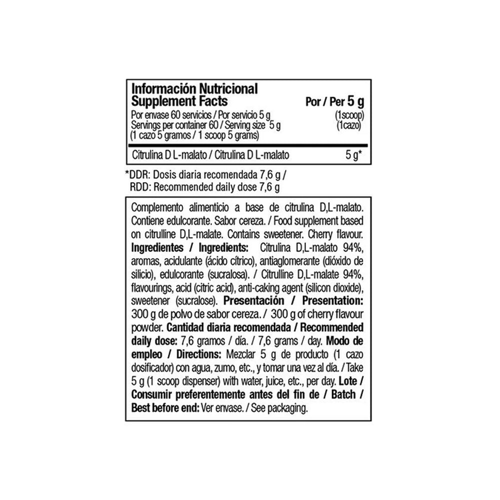 Detailed supplement facts of ONE RAW Citrulline D L-Malate 300 g available at Fitzone.pk