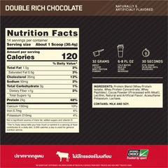  Optimum Nutrition Gold Standard 100% Whey Protein nutrition facts label