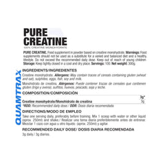 Buy Quamtrax Pure Creatine Monohydrate – 100 servings of muscle power, strength, and recovery support in Pakistan
Nutrition Facts