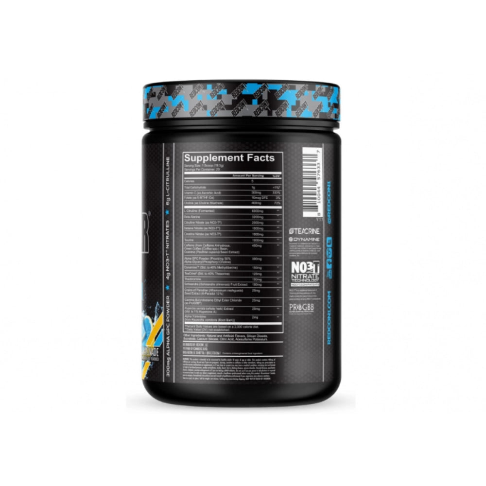 Supplement facts label with various ingredients and their amounts on a white background