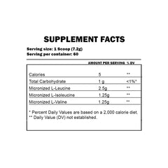 Supplement facts label with nutritional information on a white background