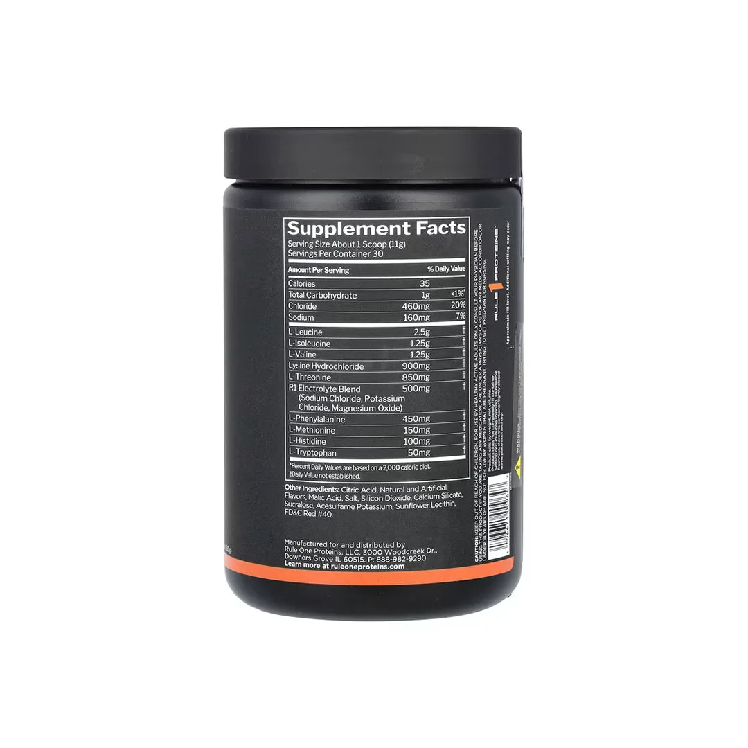 Supplement container with nutritional facts label on a white background