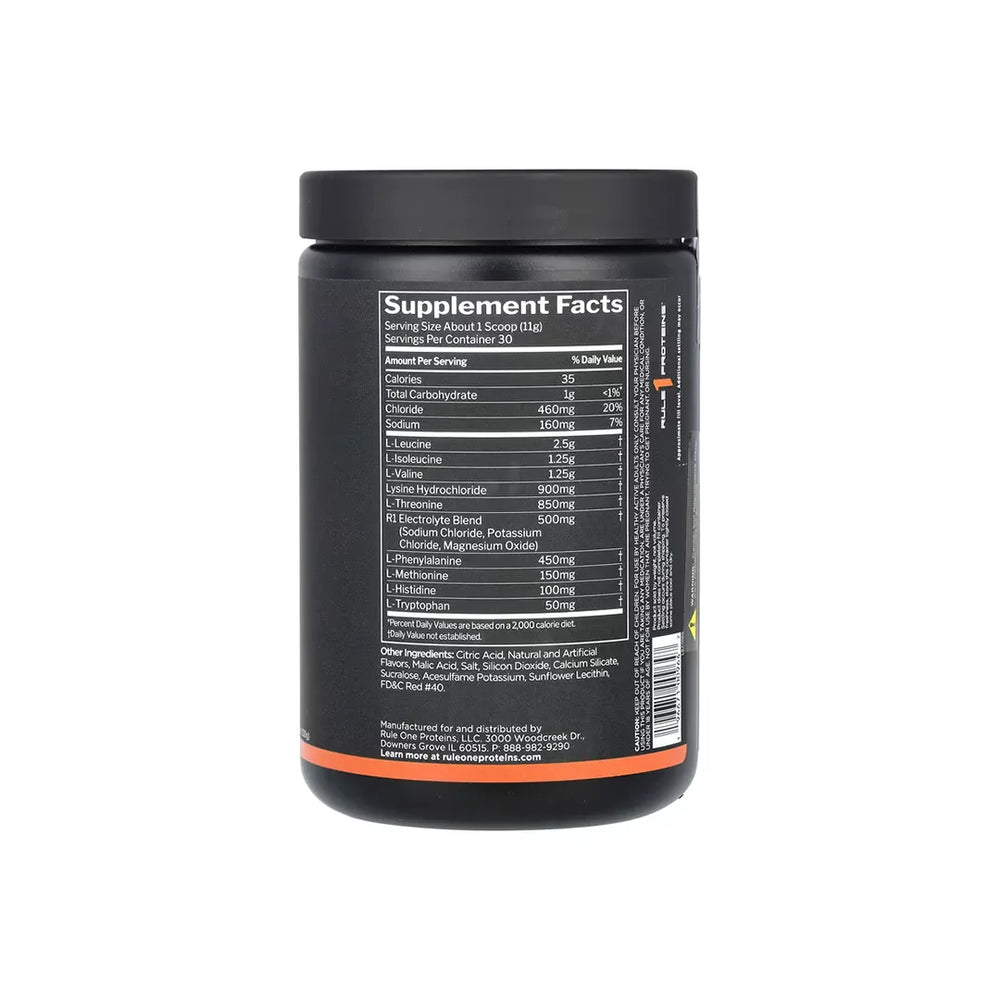 Supplement container with nutritional facts label on a white background