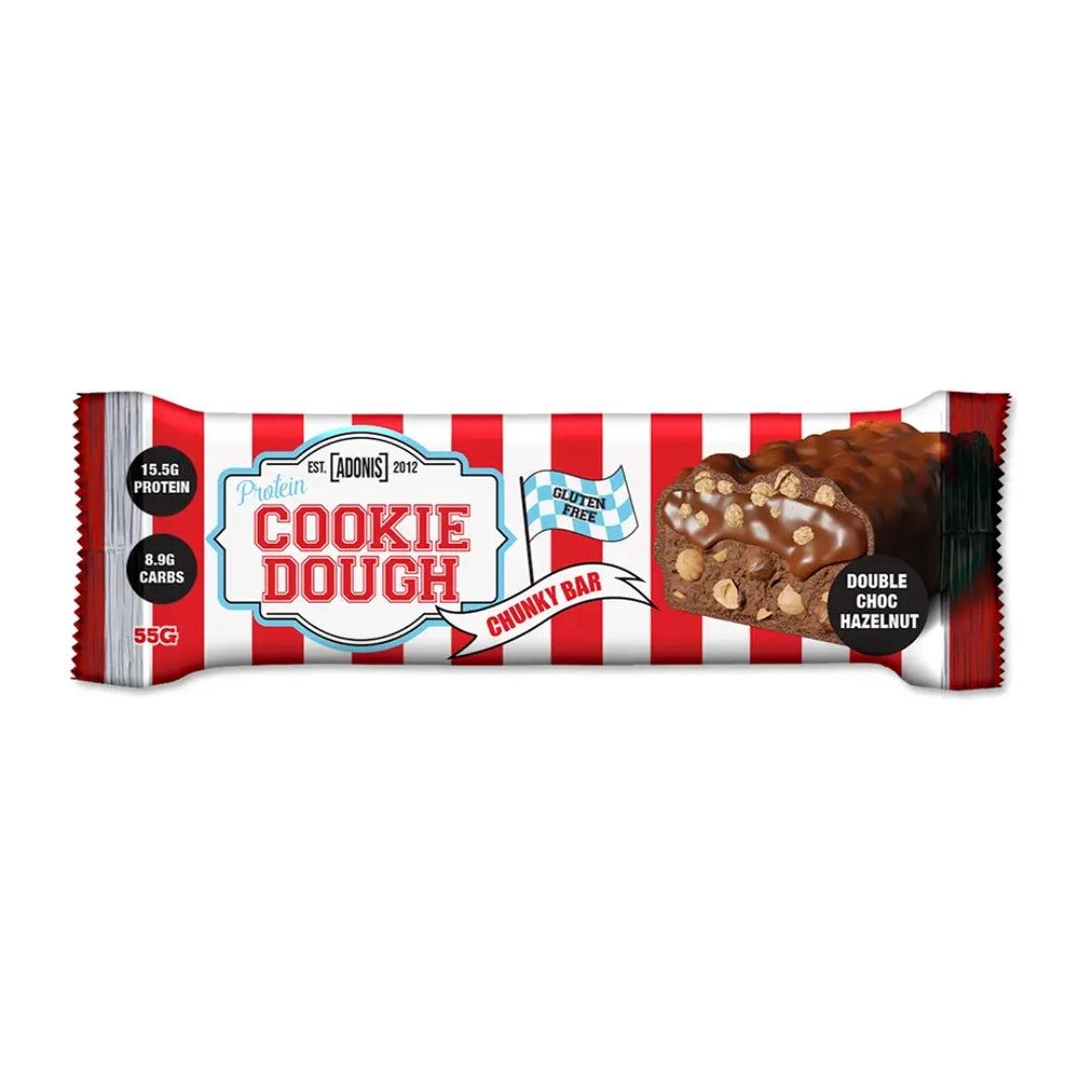 Adonis Protein Cookies Dough Bar Double Choc Hazelnut wrapper front