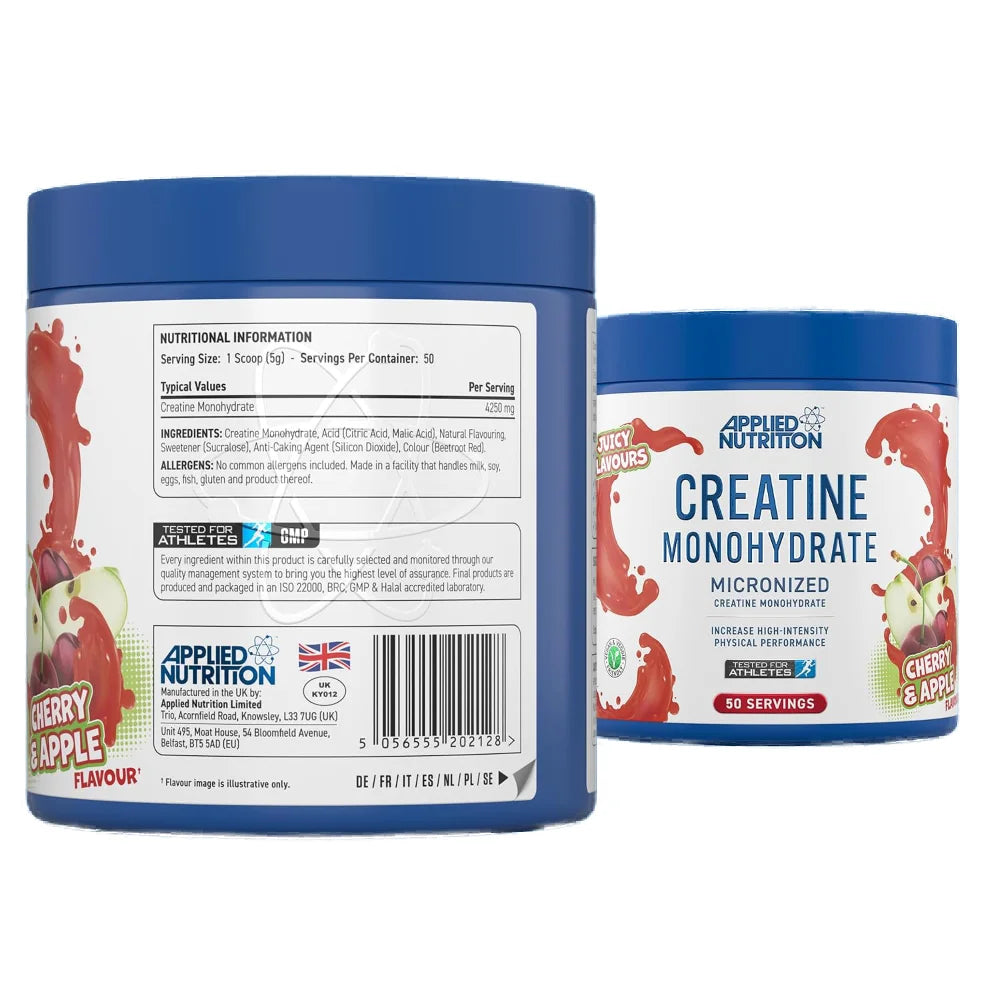 Supplement facts panel Applied Nutrition Creatine Monohydrate 5g per serving