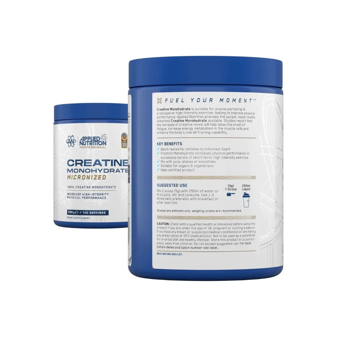 Supplement facts panel Applied Nutrition Creatine Monohydrate 5g per serving