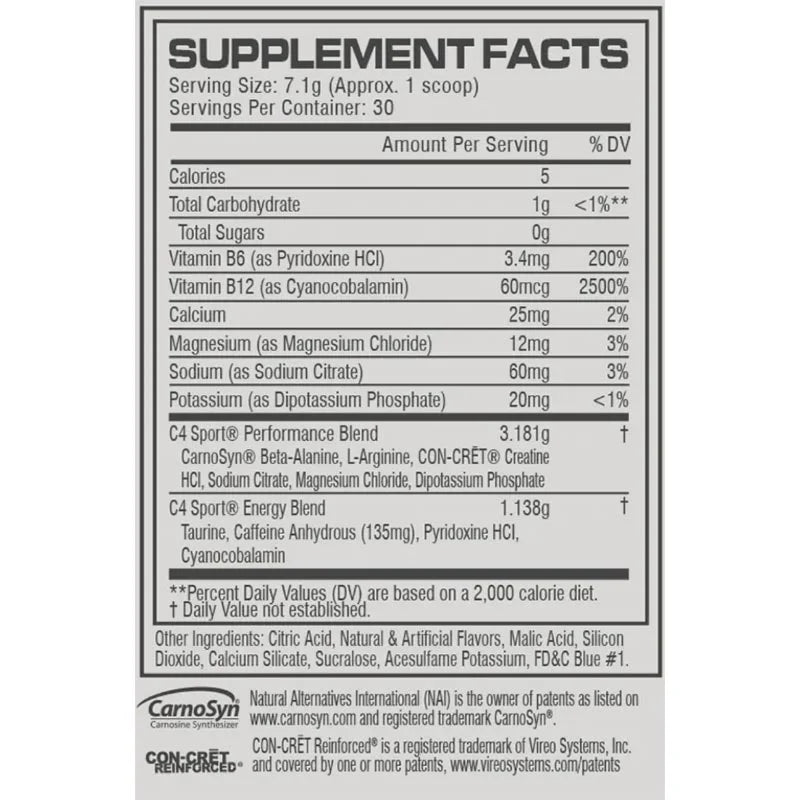 cellucor-c4-sport-pre-workout-30-servings-nutritional-information