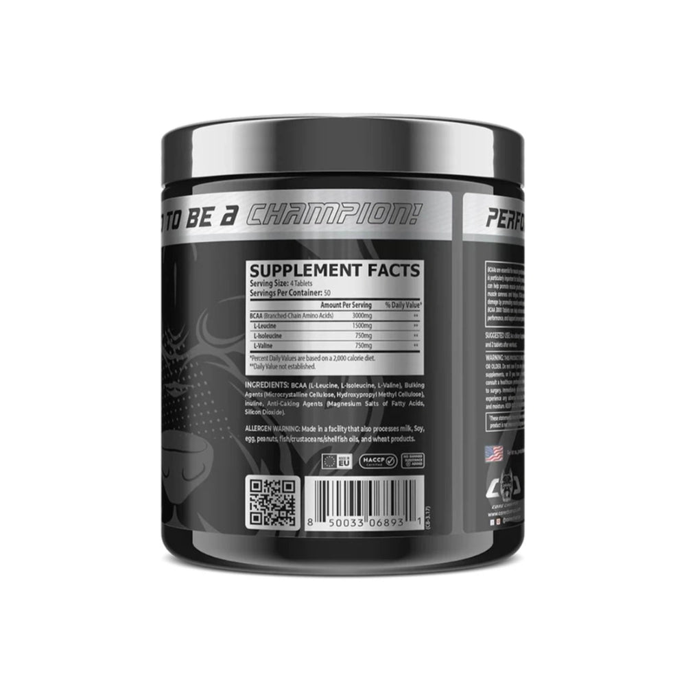 Core Champs BCAA 7000mg Supplement Facts 2:1:1 Ratio Label