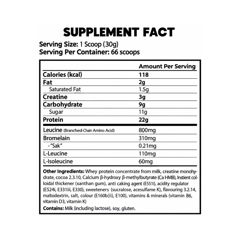 FA Xtreme Napalm Whey Pro nutrition facts label Pakistan