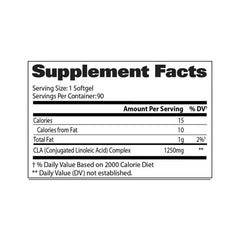 gat-sport-cla-1250-90-softgels-nutritional-information