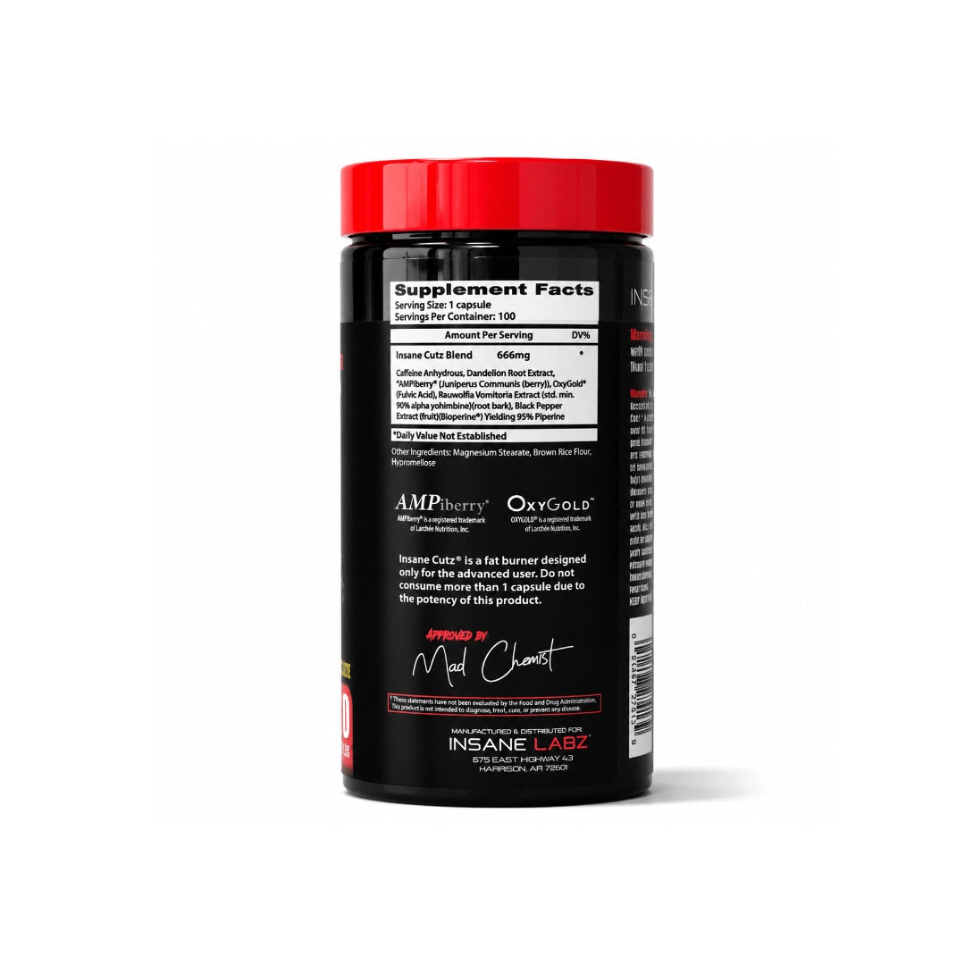 Insane Cutz supplement facts panel caffeine AMPiberry Pakistan