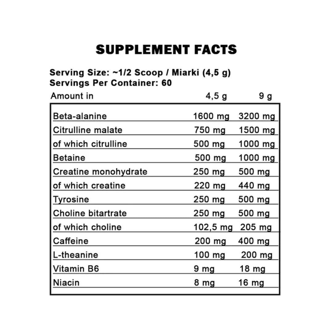 Kevin Levrone Full Blown Energizer 270g pre-workout supplement facts Pakistan 