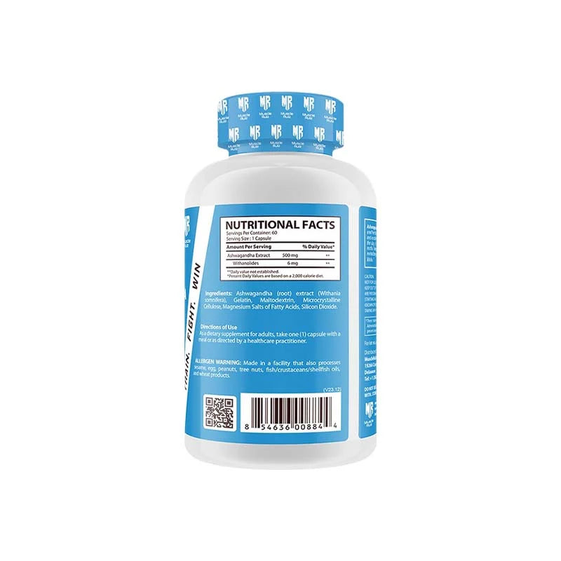 Nutrition Label of Muscle Rulz Ashwagandha Root Extract