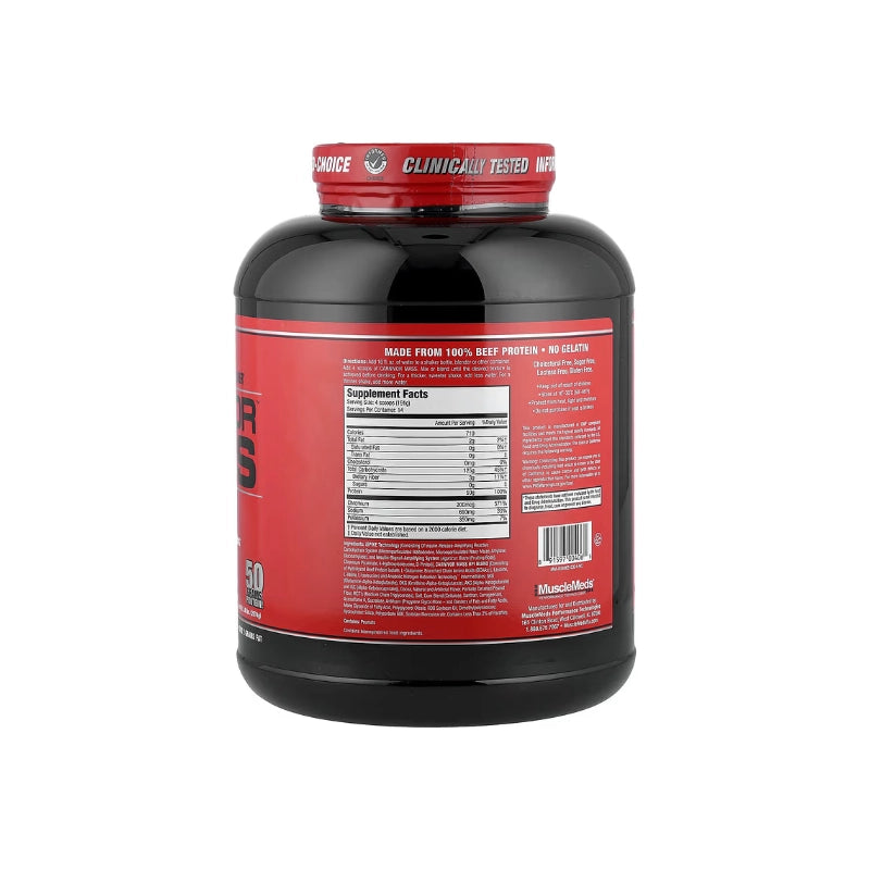 Carnivor Mass supplement facts label 50g beef protein