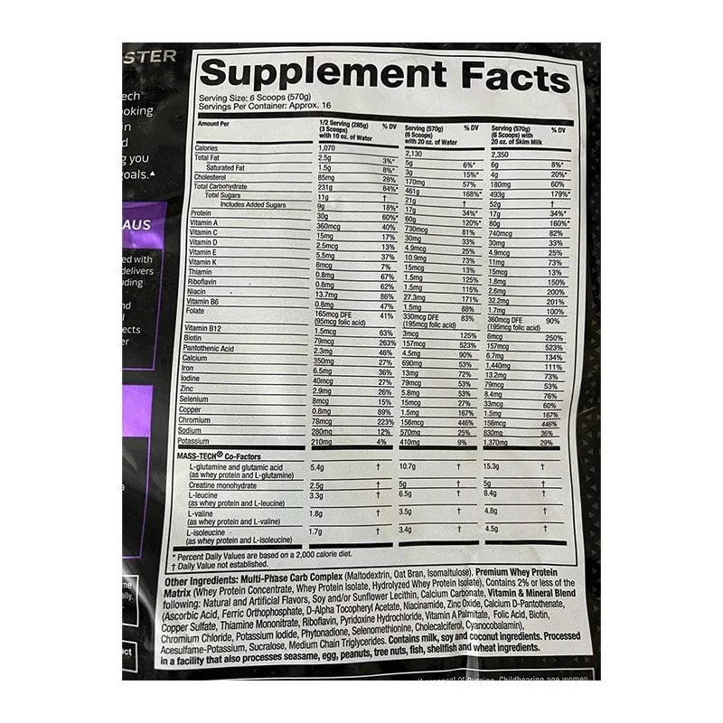 muscletech-mass-tech-extreme-2000-20lbs-nutritional-information