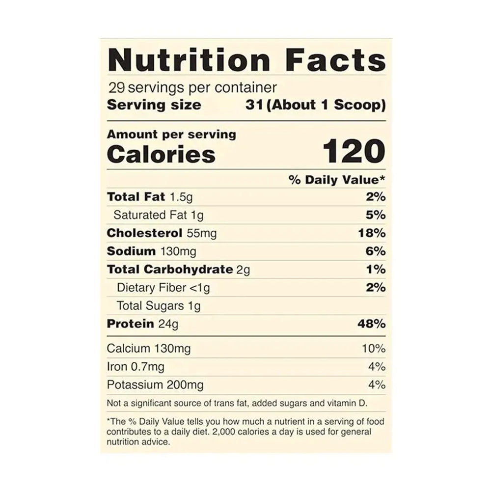 NutraBio Classic Whey Protein Nutrition Facts