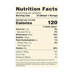 NutraBio Classic Whey Protein Nutrition Facts