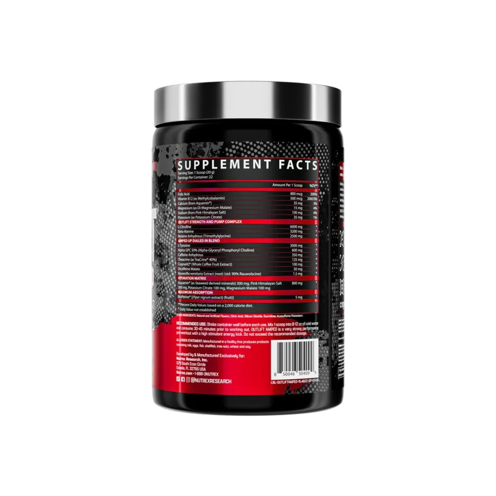 Nutrex Outlift Amped supplement facts and ingredients