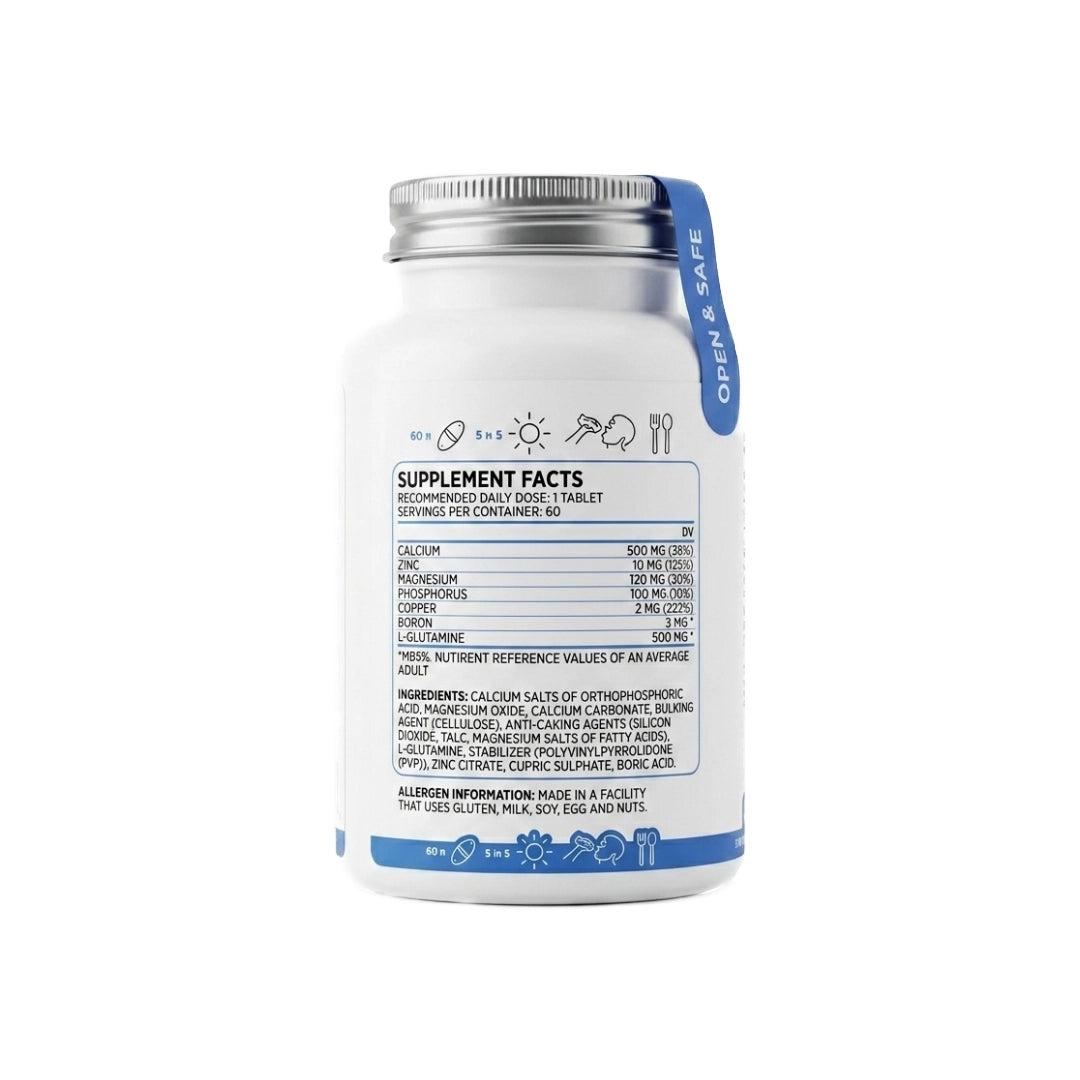 Nutriversum CA ZN MG supplement facts label calcium zinc magnesium dosage per tablet