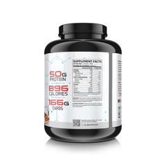Black supplement container with nutritional label on a white background