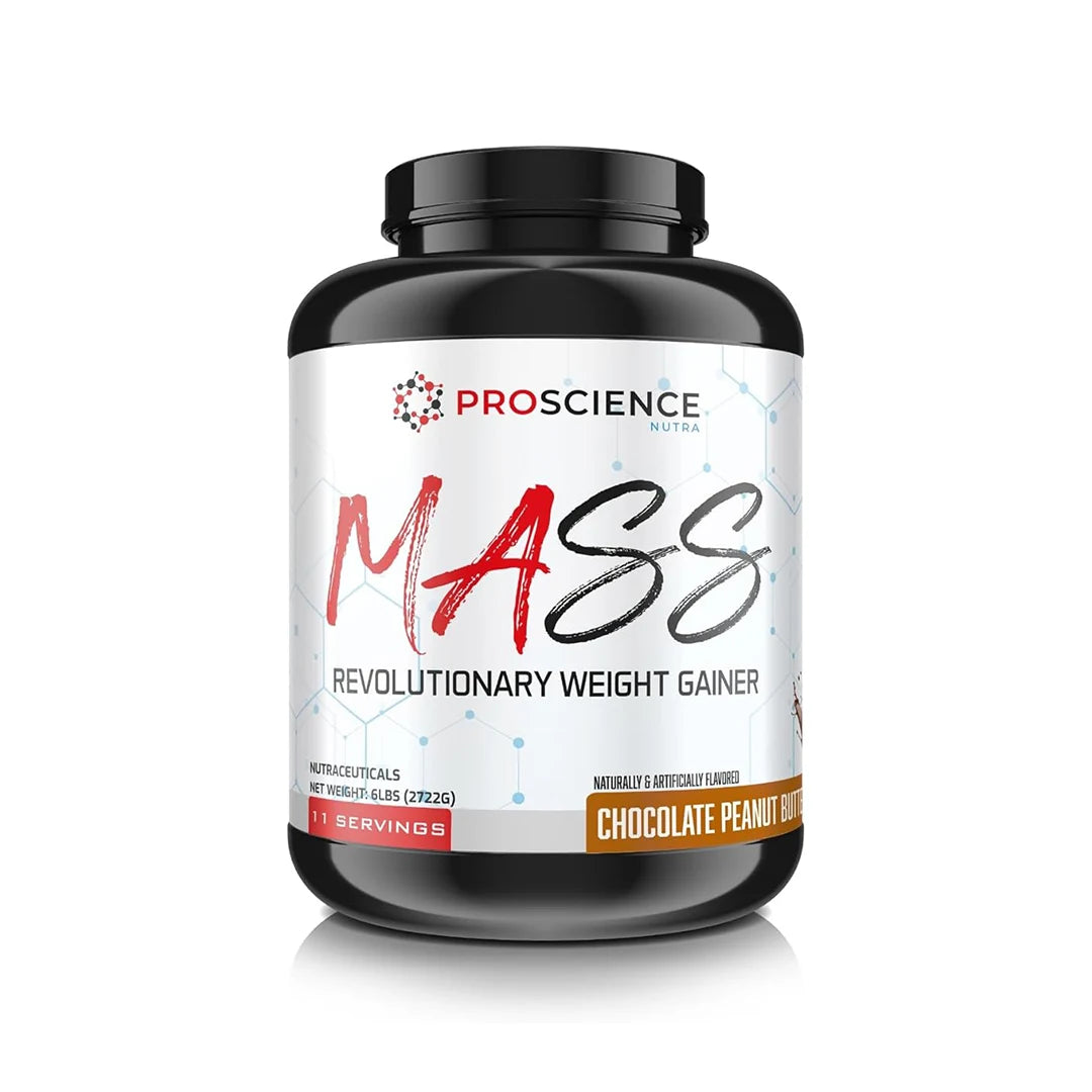 ProScience Mass weight gainer supplement bottle on a white background