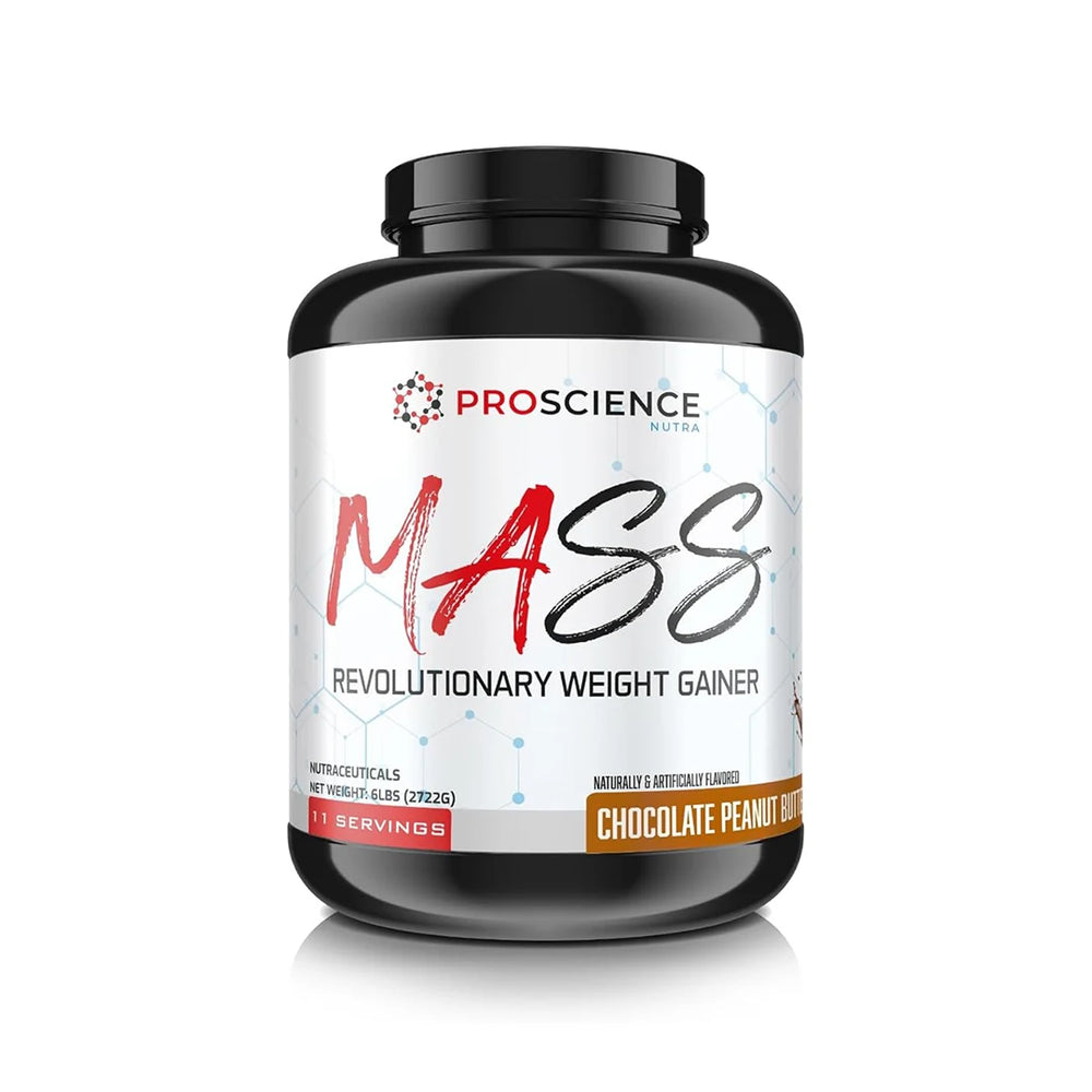 ProScience Mass weight gainer supplement bottle on a white background