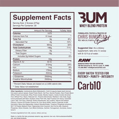 RAW Nutrition CBUM Mass Gainer supplement facts label