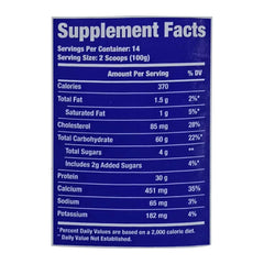 Ronnie Coleman King Mass 3 Lbs nutrition facts and supplement information label