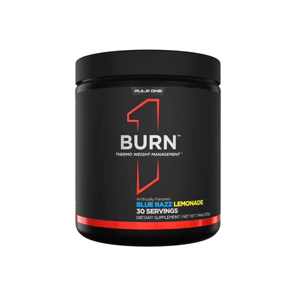 Rule One Proteins R1 Burn Thermo Weight Management Fat Burner Blue Razz Lemonade, 30 Servings, 210g. Available at Fitzone.pk Pakistan