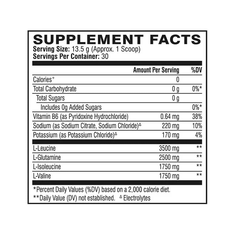 Scivation Xtend BCAA 30 Servings Nutritional facts